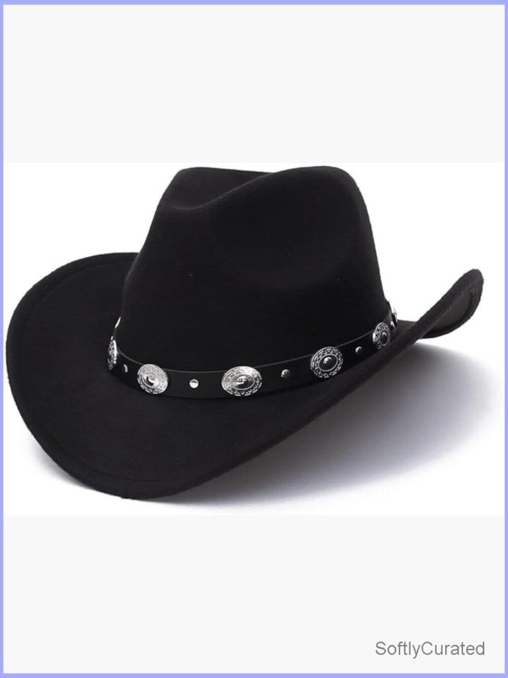 Wide Brim Felt Fedora Hat with Detachable Belt Buckle